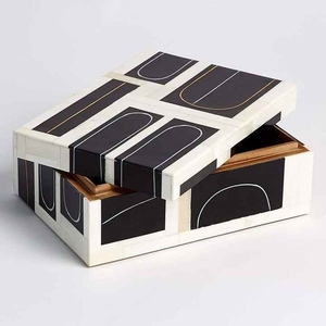 Artisan Crafted Bone Inlay Jewelry Box Decorative Wooden <b>Case</b> for Necklace Ring Bracelet Storage and Display - Product Image 5