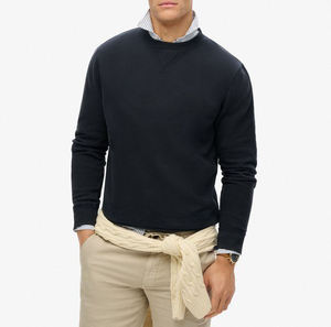 Sweat-shirts d'hiver décontractés pour hommes 100 % coton à manches longues, dernier design, couleur noire unie, teinture unie, avec service OEM - Product Image 2