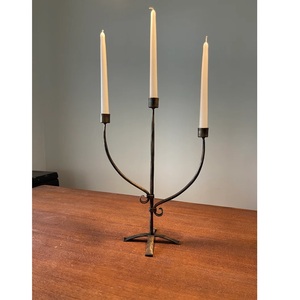 Moddern Iron Tea <b>Light</b> Holder Set of 2 Black Metal Candlestick with <b>Leaf</b> Design for Home Decoration - Product Image 4