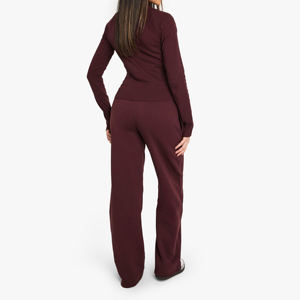 Pantalon de survêtement évasé pour femme de haute qualité, style streetwear, en polaire légère, respirant, taille élastique, poches latérales, 100 % coton - Product Image 2