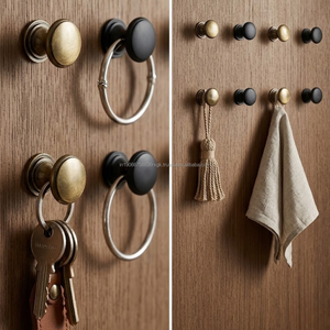 Decorative Iron <b>Knob</b> <b>Brass</b> Finish 24mm Multi Use Wall Hook Accent Furniture Pull Small Round Hardware Bulk Supplier - Product Image 4