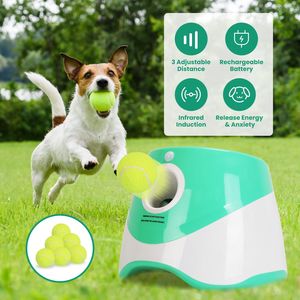 Lanciatore Automatico di Palline per Cani con 6 Palline da Tennis, 3 Distanze di Lancio Regolabili, Macchina Interattiva per il Gioco di Porta e Rientra - Product Image 2