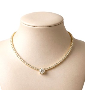 Collier de mariée minimaliste en or massif 10K 14K 18K avec diamant de laboratoire rond brillant couleur DEF clarté VS VVS - Product Image 4