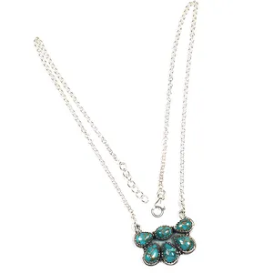 Collar con Colgante de Plata de Ley 925 con Turquesa Azul Cobre, Estilo Bohemia, para Uso Diario de Mujeres - Product Image 2
