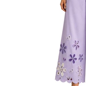 Pantalon palazzo large brodé personnalisé en lavande pour femme, motif floral ajouré, taille haute, en coton, décontracté, vêtements OEM sur mesure - Product Image 3