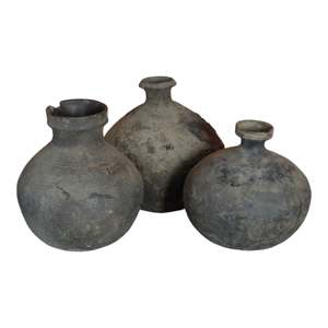 Juego de 3 Jarrones de Terracota Estilo Rústico Tacori Vintage, Decorativos, Hechos a Mano, para Decoración de Interiores de Casa de Campo - Product Image 1