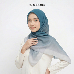 ผ้าคลุมศีรษะฮิญาบแบบไล่สีสองโทน Shouqin Aurora Square ผ้าวอยล์ตัดด้วยเลเซอร์ สำหรับผู้หญิงมุสลิม ขายส่ง - Product Image 4