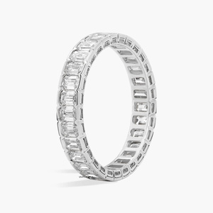Bague de mariage éternelle en or 10K 14K 18K et argent 925 935 avec diamant taille émeraude cultivé en laboratoire, bijoux fins - Product Image 4
