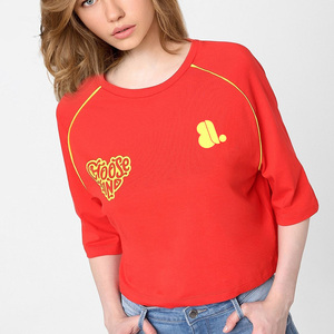 Camiseta de Manga Corta Raglán para Mujer, Ecológica, 100% Algodón Orgánico, con Logotipo, Secado Rápido y Transpirable, Informal de Verano - Product Image 1