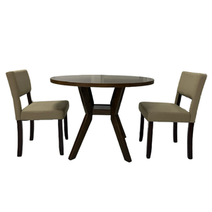 Chaise de salle à manger rembourrée Cafe Silhouette, table en bois, ensemble trois pièces, bureau rond petit en bois massif, style moderne et minimaliste - Product Image 1