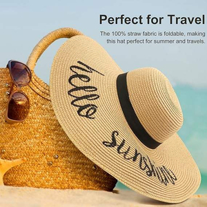 Premium Panama Style <b>Floppy</b> Straw <b>Hat</b> with Ribbon & Rope Unisex Summer Sun <b>Hat</b> Custom Logo OEM Factory Direct Wholesale Supplier - Product Image 3