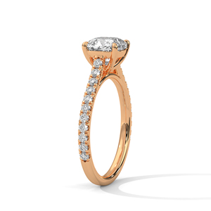 14K Solid Rose Gold GRA Certified <b>Ring</b> With Four Prong Set <b>Cushion</b> Cut Lab Grown Diamond Party Fine Jewelry At Wholesale Price - Product Image 3