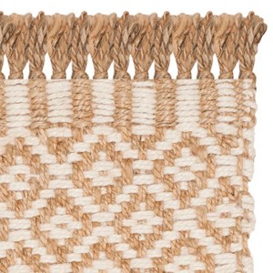 Tapis géométrique en jute rectangulaire à tissage plat, style bohème, écologique, pour décoration de salon, nettoyage facile, poils fins - Product Image 5