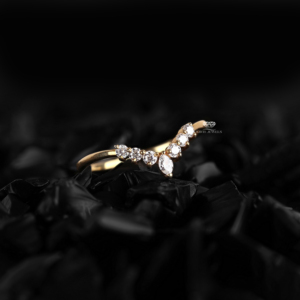 Curved Diamond Wedding Band V Shape Lab Grown Diamond <b>Ring</b> Curved <b>Stacking</b> Band Chevron Bridal <b>Ring</b> Anniversary Gift Wholesale - Product Image 2