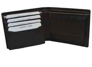 <b>Men's</b> Genuine Leather Bifold <b>Wallet</b> Slim Fold Design Minimalist Style <b>Black</b> Color Daily Use Open Closure Slim Design Money Card - Product Image 6