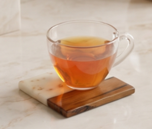 Modern Wood Coaster With White <b>Resin</b> <b>Top</b> Non-Slip Design For <b>Table</b> Mats And Pads Home Tabletop Accessories - Product Image 3