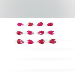 Rubis naturels du Mozambique, calibrés, non traités, en forme de poire, 6x4mm, pierres précieuses facettées naturelles pour la création de bijoux, prêtes à l'emploi - Product Image 1