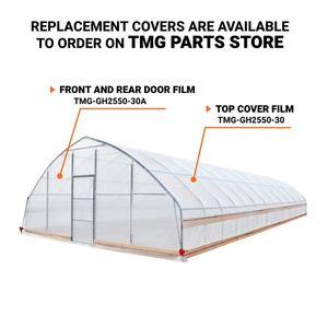 Invernadero de una sola capa de 50' x 25' para cultivo con película EVA transparente de 6 mil y lados enrollables con manivela - Product Image 4
