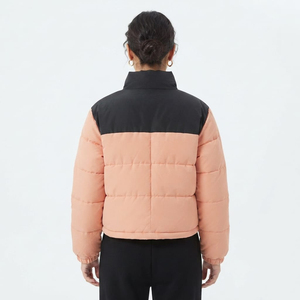 Trendy Color Block Women <b>Cropped</b> <b>Puffer</b> <b>Jacket</b> Casual Winter <b>Jacket</b> Stand Collar Full Zip Latest Fashion Design - Product Image 6