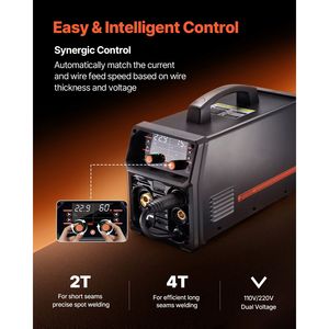 Saldatrice Professionale MIG 200A a Impulsi 5-in-1 Sinergica, MIG a Impulsi/MIG a Gas/MIG a Filo Animato/Elettrodo/TIG Lift, Tensione di Ingresso 220V - Product Image 4