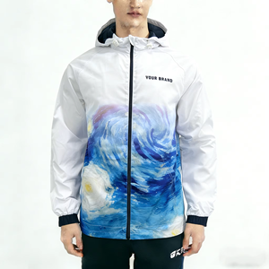 Unisex <b>white</b> breathable <b>waterproof</b> front windproof quick dry breathable <b>jacket</b> with zipper closure casual outerwear spring wear - Product Image 1