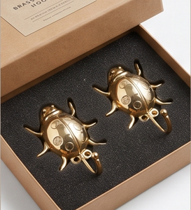 Artisanal Golden Ladybug Design Metal Wall <b>Hooks</b> Novelty Animal Pattern Decorative <b>Hooks</b> For Home Use - Product Image 1