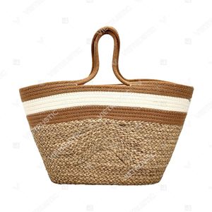 Collection de sacs fourre-tout pour femmes SIERRA, en pailles tissées à la main et à franges, avec fermeture éclair durable, doublure en coton et accents rayés - Product Image 2