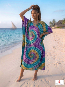 Stylish Premium Printed <b>Kaftan</b> Dress Ladies Beach Wear Soft Fabric Loose Fit <b>Summer</b> Resort Cover Up Island Vacation Export - Product Image 4