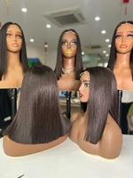 Extensiones de cabello virgen de Vietnam Peluca de corte Romo Peluca de cierre de encaje 2x6 con parte de línea profunda Estilo recto para mujeres