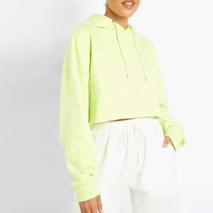 Ropa de moda de manga larga, Top corto para mujer, sudaderas con capucha, impresión Digital personalizada, 100% de algodón, 300 GSM, Top corto, sudaderas con capucha para mujer - Product Image 5