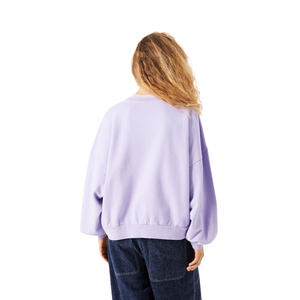 Sudadera lila personalizada para mujer, cuello redondo, manga larga, corte holgado, hombros caídos, puños y bajo acanalados, jersey liso, ropa al por mayor - Product Image 2
