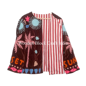 Hand Embroidered <b>Velvet</b> Suzani <b>Jacket</b> Bohemian Winter Wear Coat <b>Jacket</b> Floral <b>Velvet</b> Suzani Embroidered Birthday Gifts For women - Product Image 2