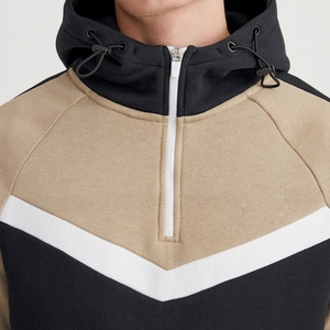 Sweat-shirt à capuche imprimé personnalisé pour homme, 100 % coton molletonné, color block, haut de survêtement à manches longues, collection automne 2026 - Product Image 4