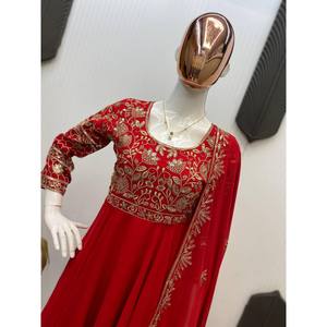 Magnifique ensemble haut-bas et dupatta pour les fêtes, taille XL, Salwar Kameez en polyester, rehaussez votre look de soirée - Product Image 1