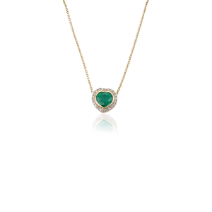 Exquisite Design Gorgeous Zambian <b>Emerald</b> & Diamond Heart Shape <b>Pendant</b> Necklace Stacking Jewelry Pure 14K Yellow Gold - Product Image 3