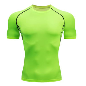 Men's Full Sleeve Rash Guard With Blue Leaf Print And Neon Yellow Sleeve Anti-Uv Swim <b>Shirt</b> <b>Compression</b> Top - Product Image 4