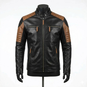 Hot Premium Quality Men's Leather <b>Jackets</b> 100% Original Cow Hide Breathable <b>Waterproof</b> Knitted Fabric Stylish Printing <b>Winter</b> - Product Image 1