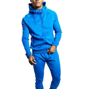 Men’s Royal Blue Tracksuit Full <b>Zip</b> <b>Hooded</b> Jacket Jogger Pants Two Piece Athletic Sportswear Streetwear Sweatsuit Set - Product Image 3