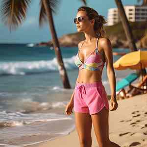 Shorts de Verano Elegantes y Modernos para la Piscina, Cintura Elástica, Material Suave y Fresco, Perfectos para Relajarse Junto a la Piscina, Shorts de Playa para Mujer - Product Image 3