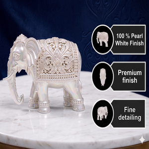 Luxury Silver Plated <b>Elephant</b> Trunk Down Figurine <b>Decorative</b> Metal Idol for Home Temple Office Interior and Gift Purpose - Product Image 3