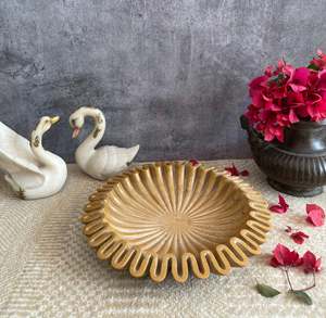 Luxury Handmade Mustard Marble Bowl Elegant Decorative Fruit Holder Modern <b>Table</b> Multi-Functional Home Decor Ramadan Diwali - Product Image 3
