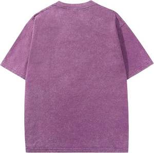 T-shirt tricoté personnalisé délavé à l'acide, teint en pièce, 100 % coton épais, manches courtes, col rond, coupe ample, pour homme, écologique, vente en gros - Product Image 3