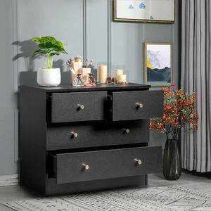 Comò Moderno e Semplice Nero a 4 Cassetti - Product Image 2