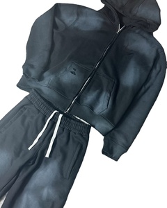 Customized Primum Quality Oversize Heavyweight <b>Distressed</b> Sun Fade Wash Baggy Sweatpants Two Piece Custom Printing Design Winter - Product Image 1