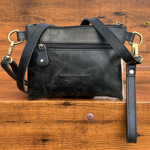 Bolso bandolera pequeño de cuero hecho a mano para mujer, bolso de hombro con borlas de piel de vaca, monedero para teléfono móvil con ranuras para tarjetas de crédito - Product Image 5