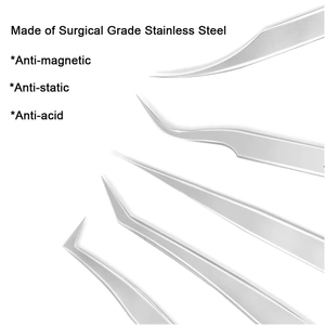 Ensemble de 5 pinces à cils de haute qualité pour extensions de cils volumineuses, en acier inoxydable, durables et antistatiques - Product Image 2