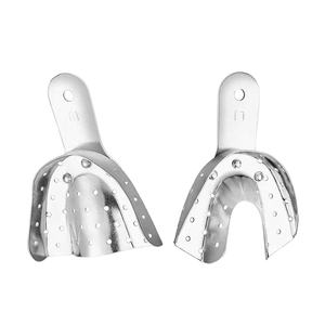 Ensemble de porte-empreintes dentaires en acier inoxydable non perforés pour empreintes solides des dents supérieures et inférieures – Équipements dentaires manuels - Product Image 2