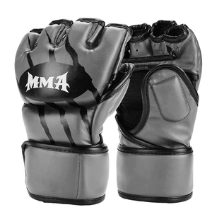 Gants de grappling MMA personnalisés demi-doigts en cuir PU, avec lacets, légers, pour adultes, pour la boxe et le Muay Thai, Wize - Product Image 1