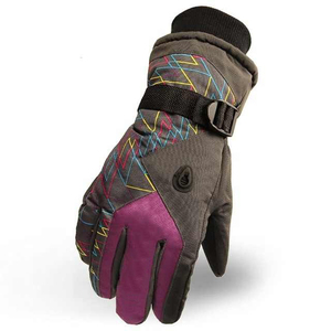 Ski <b>Gloves</b> Full Finger Black Red Plaid Polyester <b>Thermal</b> Insulated Hook And Loop Closure Unisex Winter Outdoor - Product Image 4