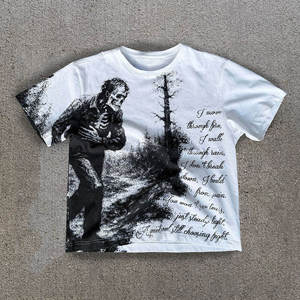 เสื้อยืดพิมพ์ลายกราฟิกทรงโอเวอร์ไซส์สไตล์วินเทจ ลุคสตรีทแวร์ลำลอง ผ้าฝ้ายทรงหลวม ใส่สบายสำหรับฤดูร้อน เหมาะสำหรับผู้ชายและผู้หญิง - Product Image 1